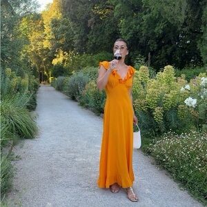 NWOT Doen Arleen Vibrant Orange Maxi Dress - S
